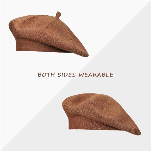 Gllutt Cashmere Beret Hat French Style Stretchy Knitting Solid Color Both Side‎ - Picture 5 of 8